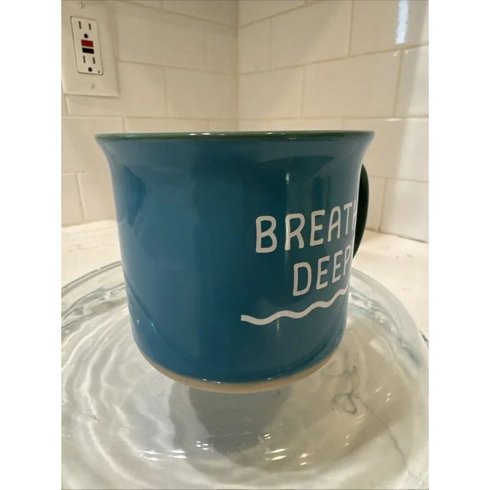Zak! Crayola BREATHE DEEP Coffee Mug Blue & Green With Handle 16 oz